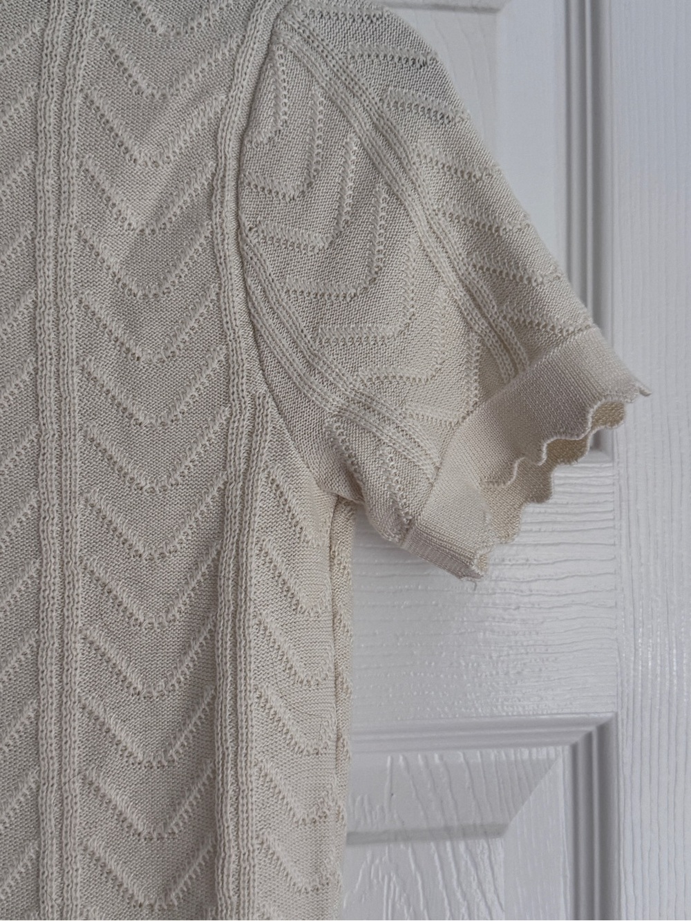 Tahari Cream Short-Sleeve Cable Knit Polo Sweater - Picture 10 of 13